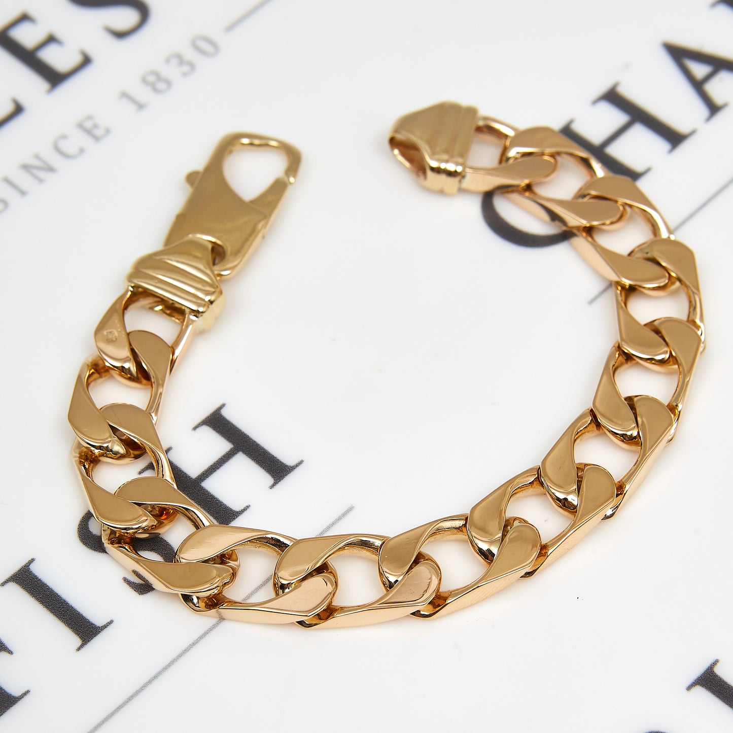 Pre-Owned 9ct Yellow Gold Gent Curb Chain Bracelet