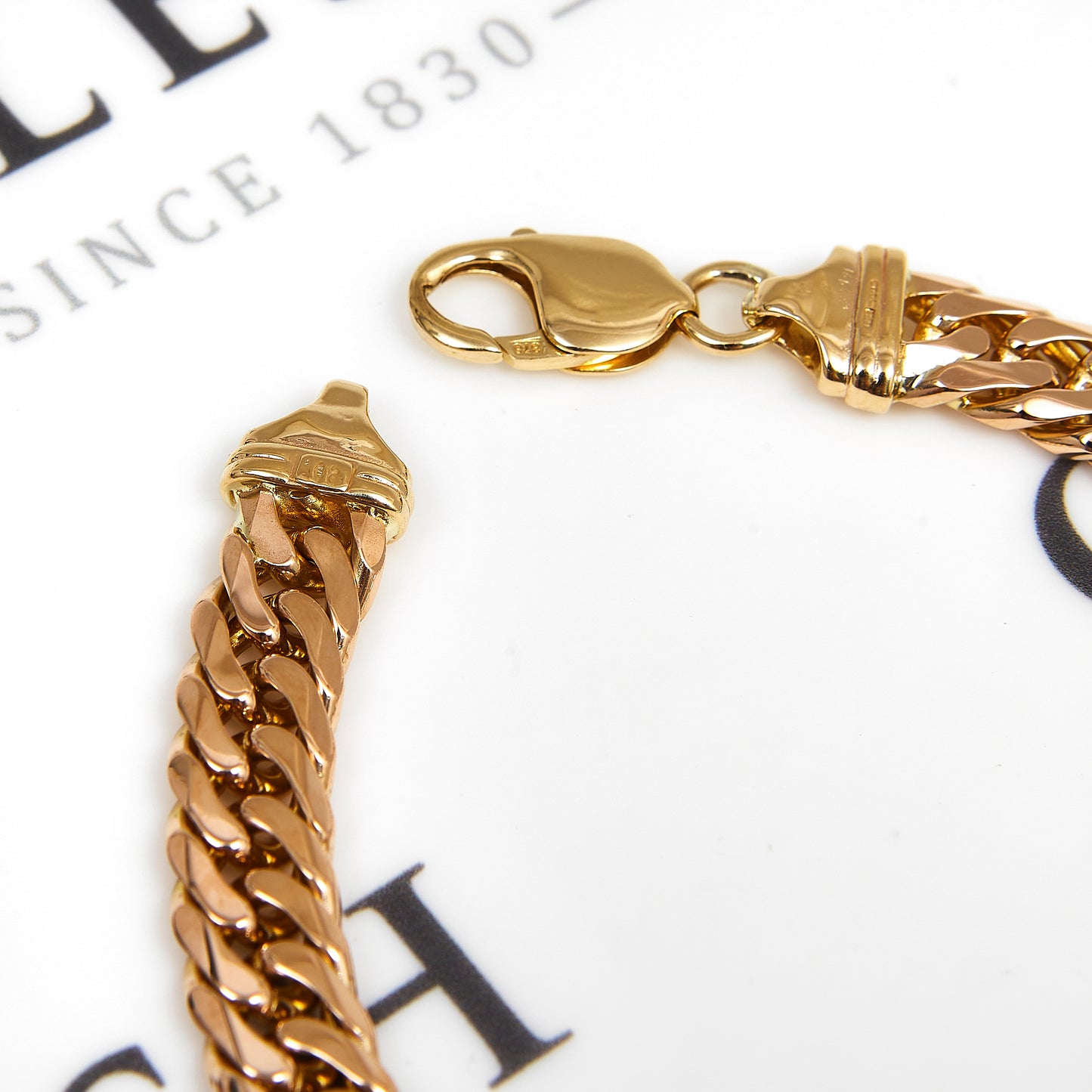 Pre-Owned 9ct Yellow Gold Double Curb Chain Bracelet