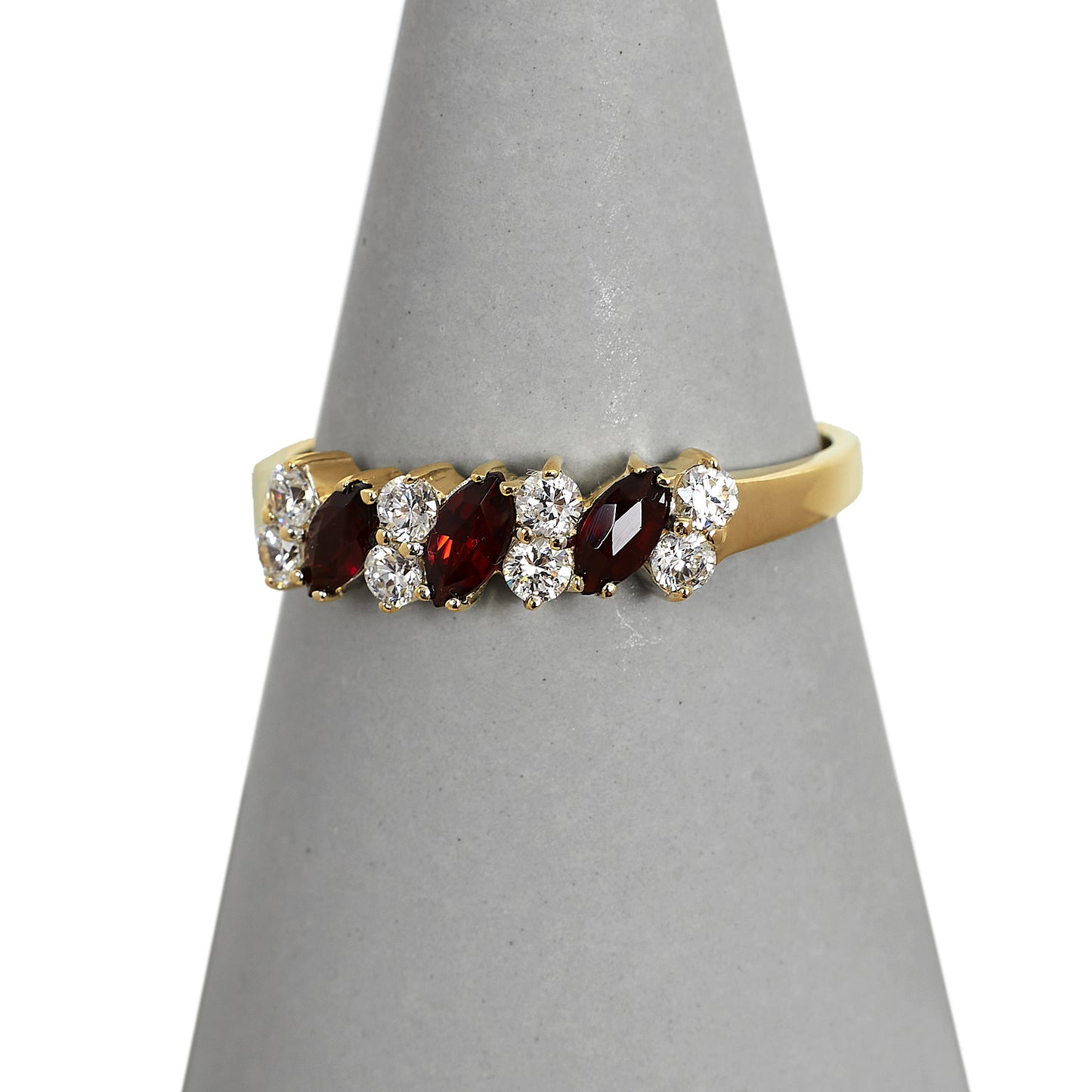 Pre-Owned 9ct Gold Garnet & CZ Dress Ring