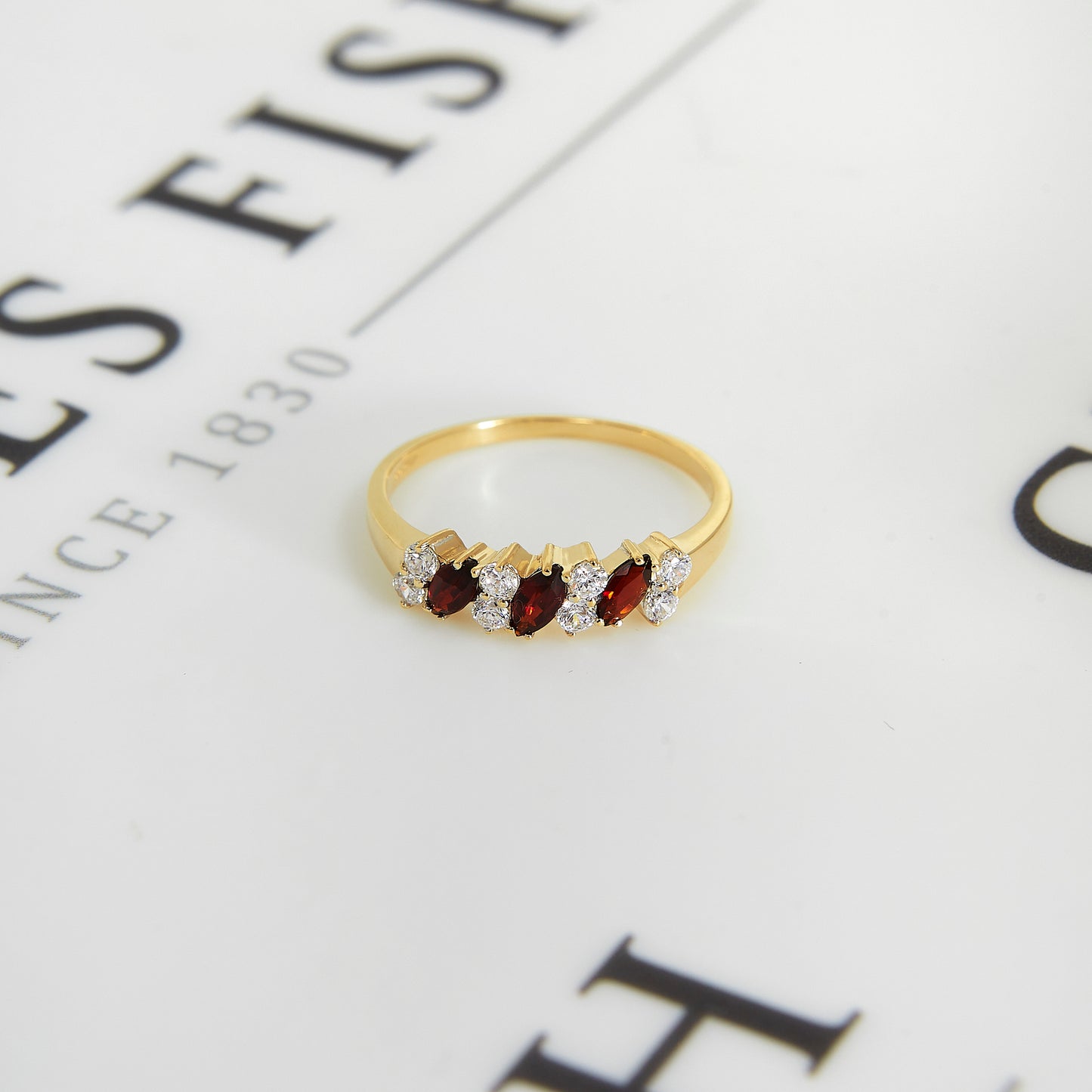 Pre-Owned 9ct Gold Garnet & CZ Dress Ring