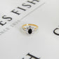 Pre-Owned 9ct Gold Oval Sapphire & CZ Cluster Ring Size N