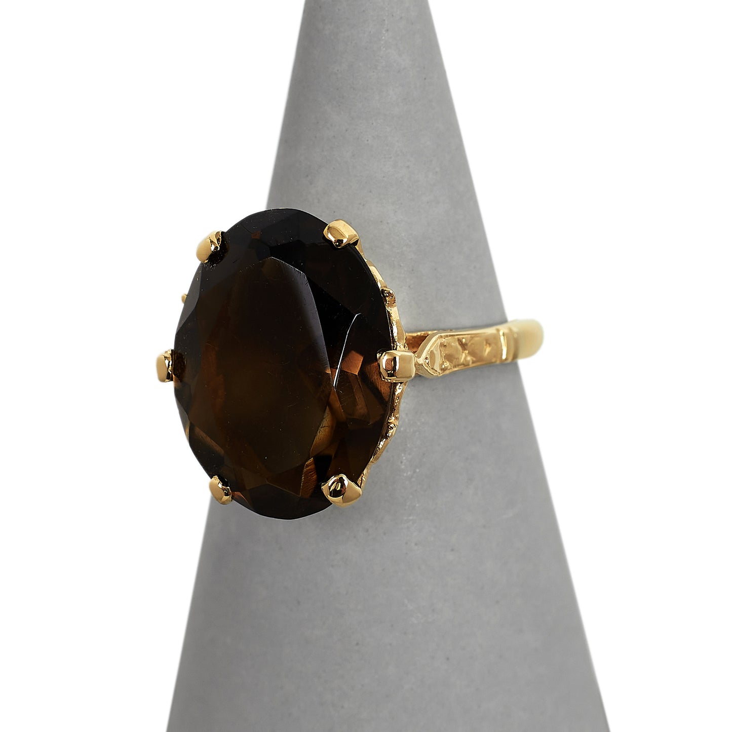 Pre-Owned 9ct Gold Smokey Quartz Cocktail Ring Size J