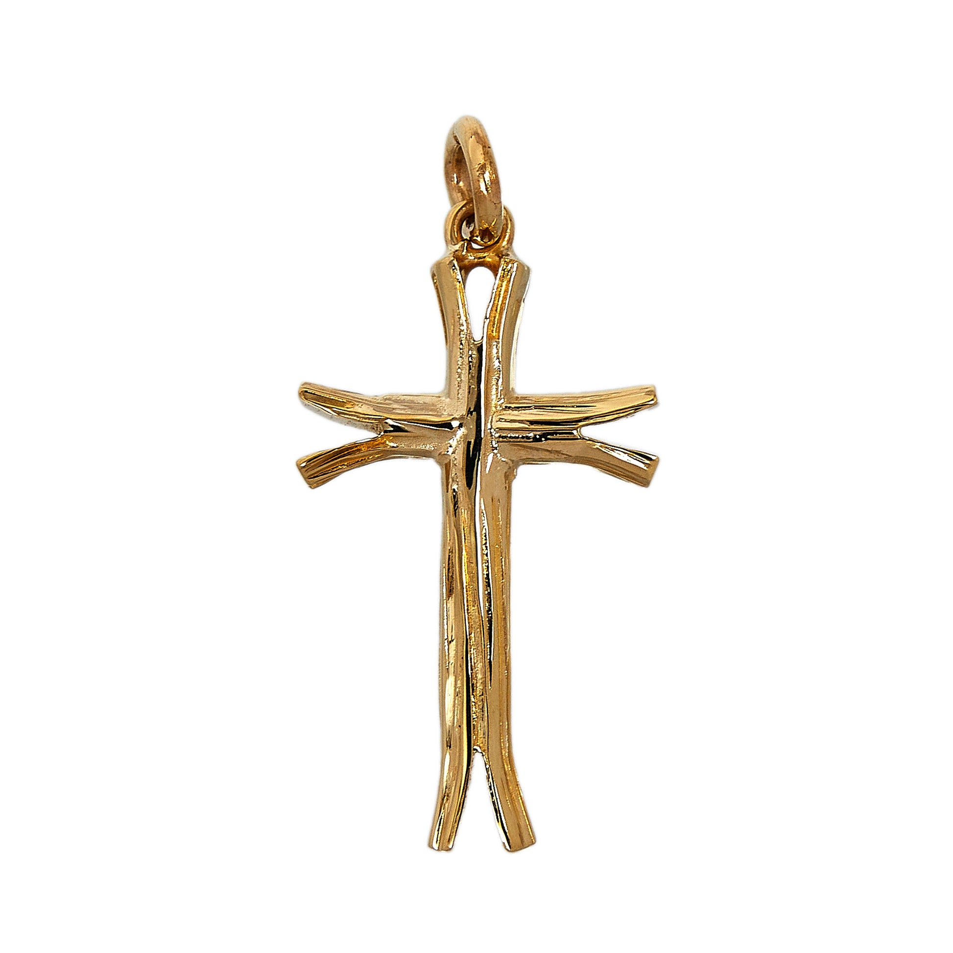 Pre-Owned 9ct Yellow Gold Barked Tree Design Cross