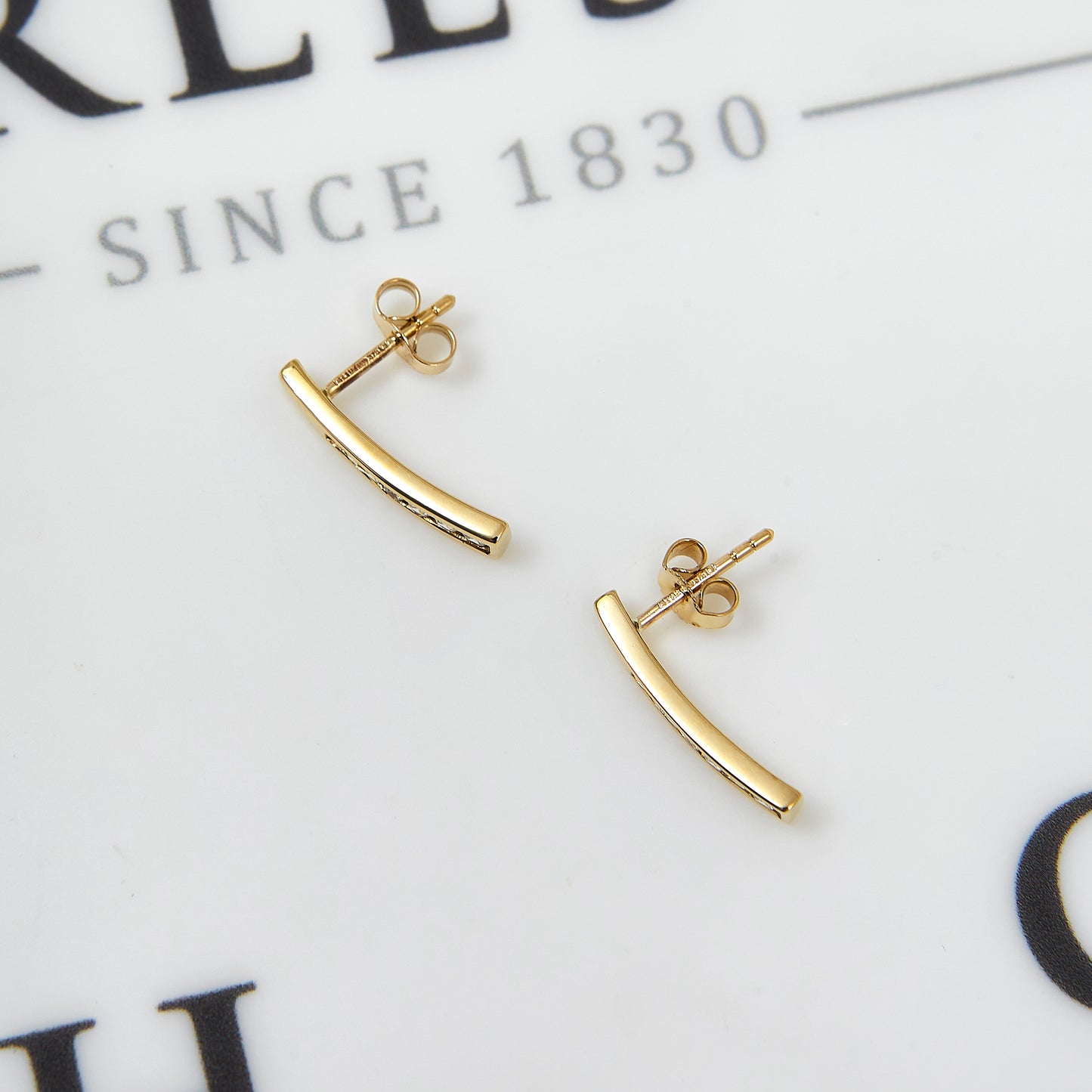 Pre-Owned 9ct Gold Cubic Zirconia Stick Drop Earrings