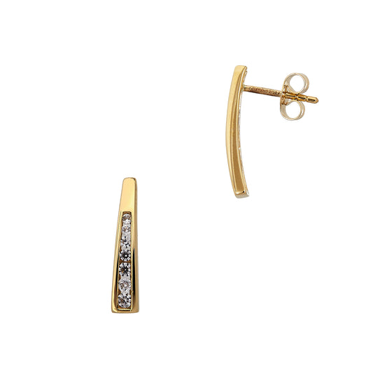 Pre-Owned 9ct Gold Cubic Zirconia Stick Drop Earrings