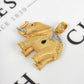 Pre-Owned 18ct Gold Elephant CZ Matte Finish Pendant