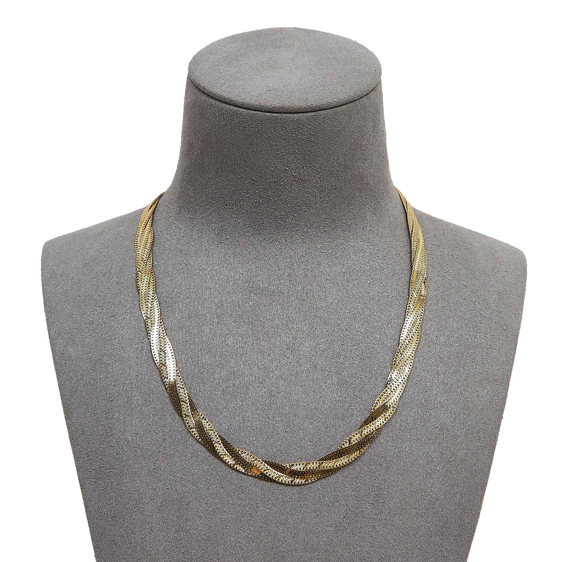 Pre-Owned 9ct Yellow Gold Flat 3-Row Twist Necklace