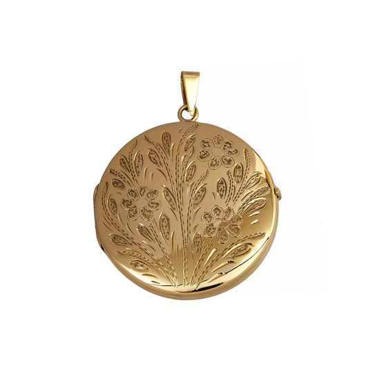 Pre-Owned 9ct Yellow Gold Flower Engraved Large Locket
