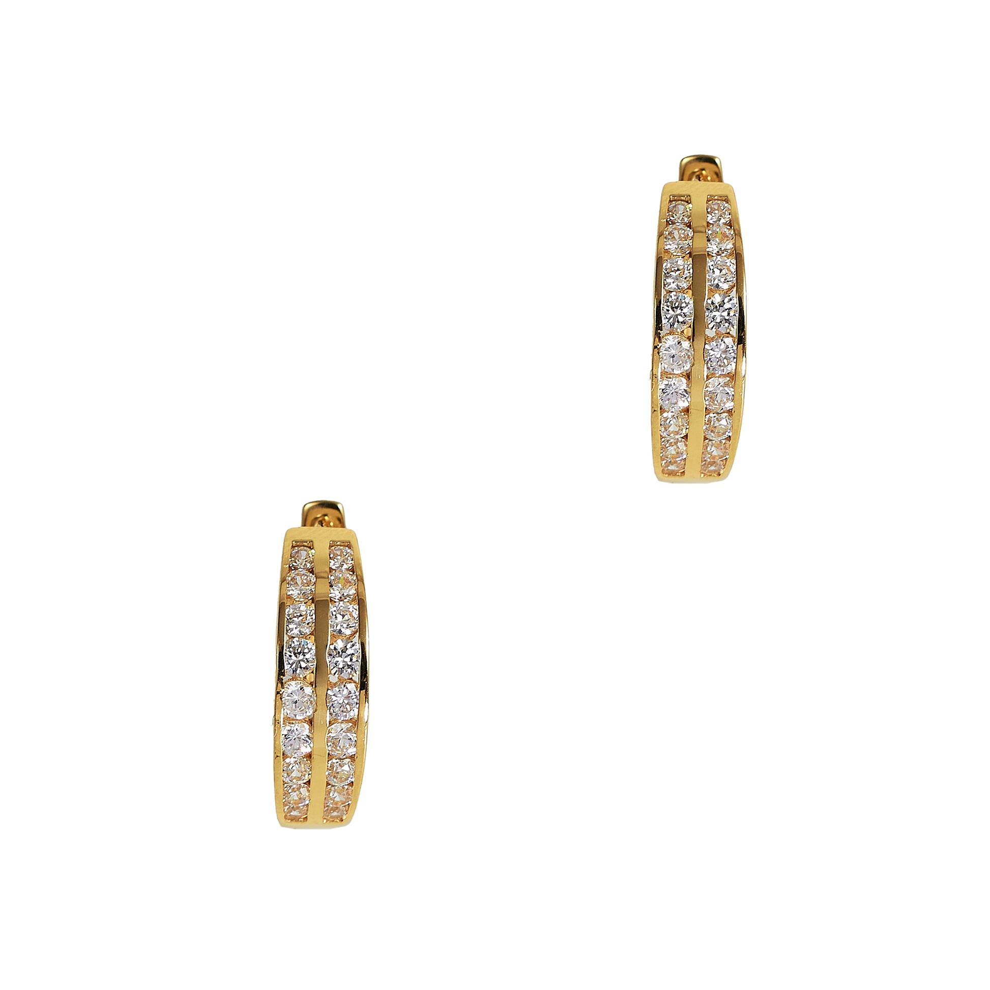 Pre-Owned 18ct Gold CZ Hinged Hoop Earrings 