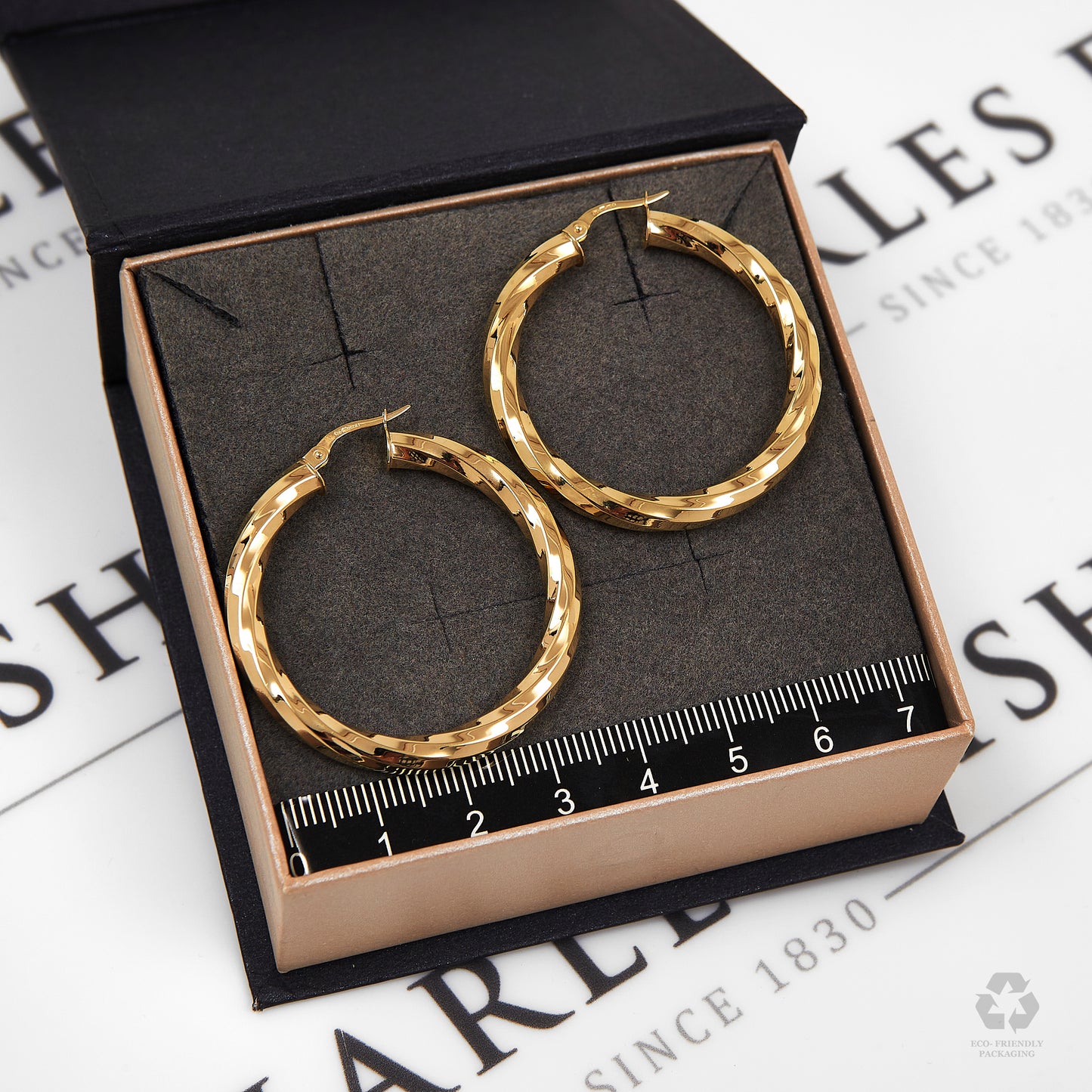 Pre-Owned 9ct Gold Twist Hoop Creole Earrings