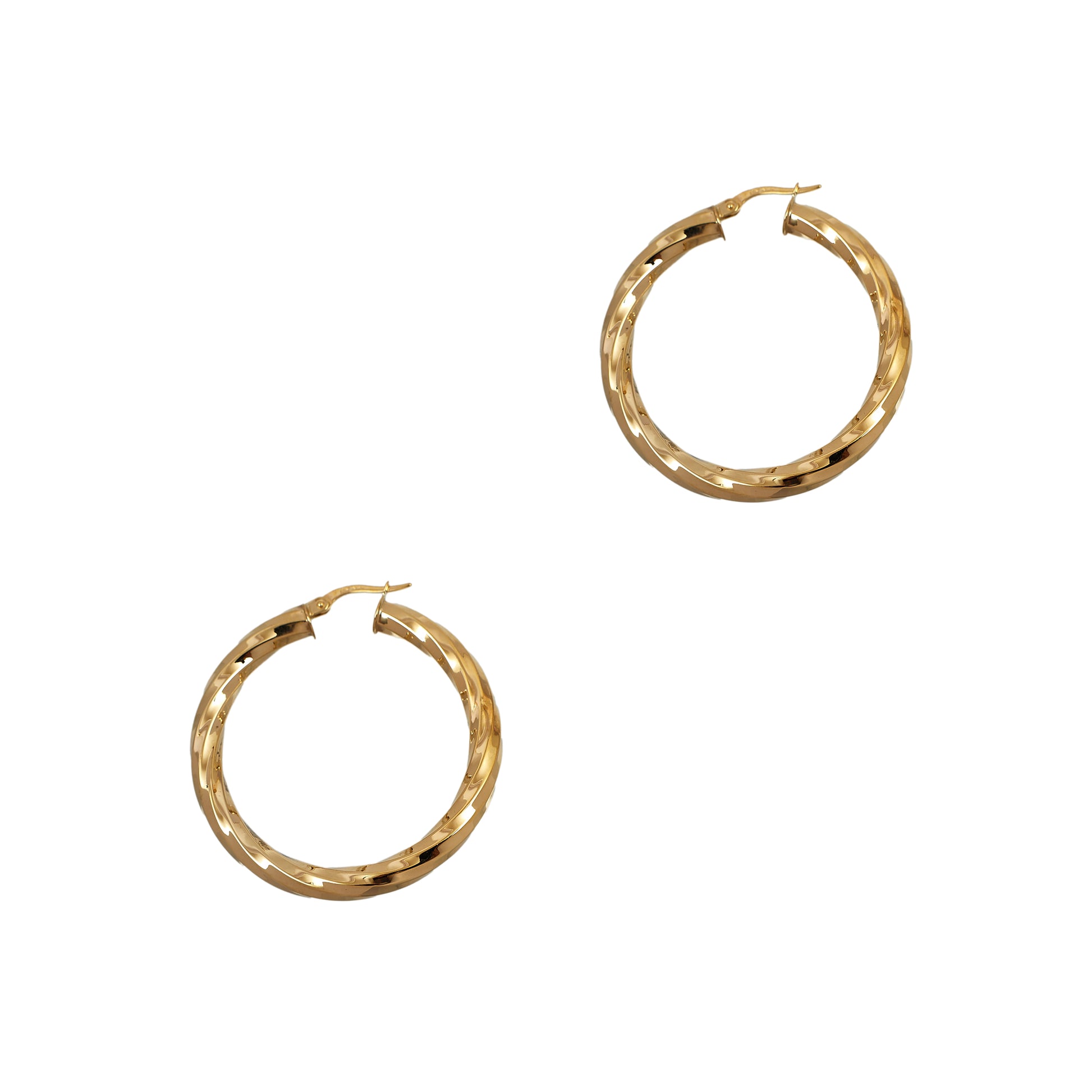 Pre-Owned 9ct Gold Twist Hoop Creole Earrings 