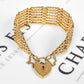 Pre-Owned 9ct Gold Heart Padlock 7 inch Gate Bracelet