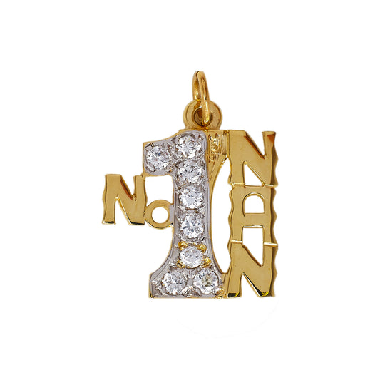 Pre-Owned 9ct Gold CZ No1 Nan Pendant 