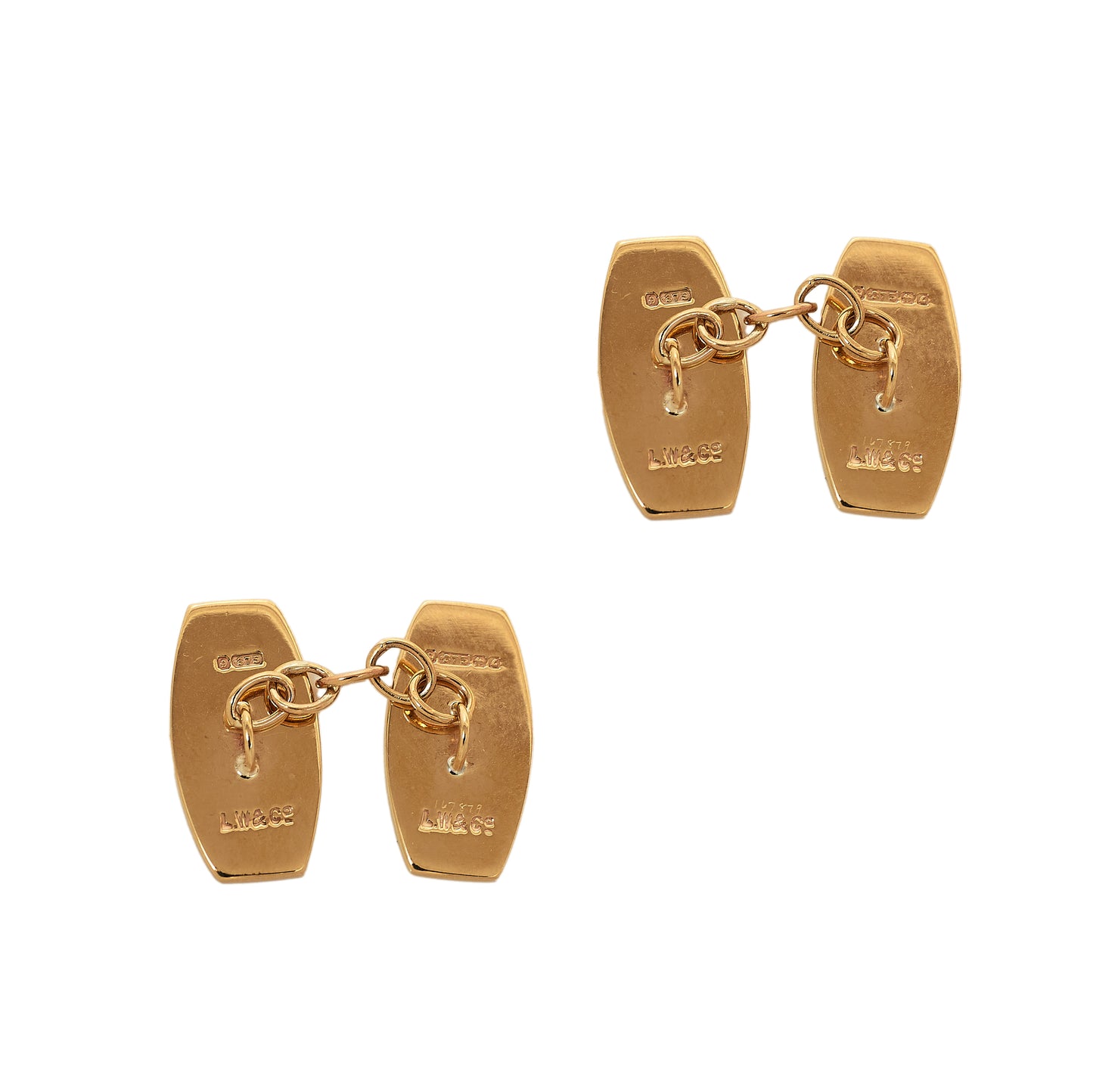 Pre-Owned 9ct Gold Classic Rectangle Chain Cufflinks