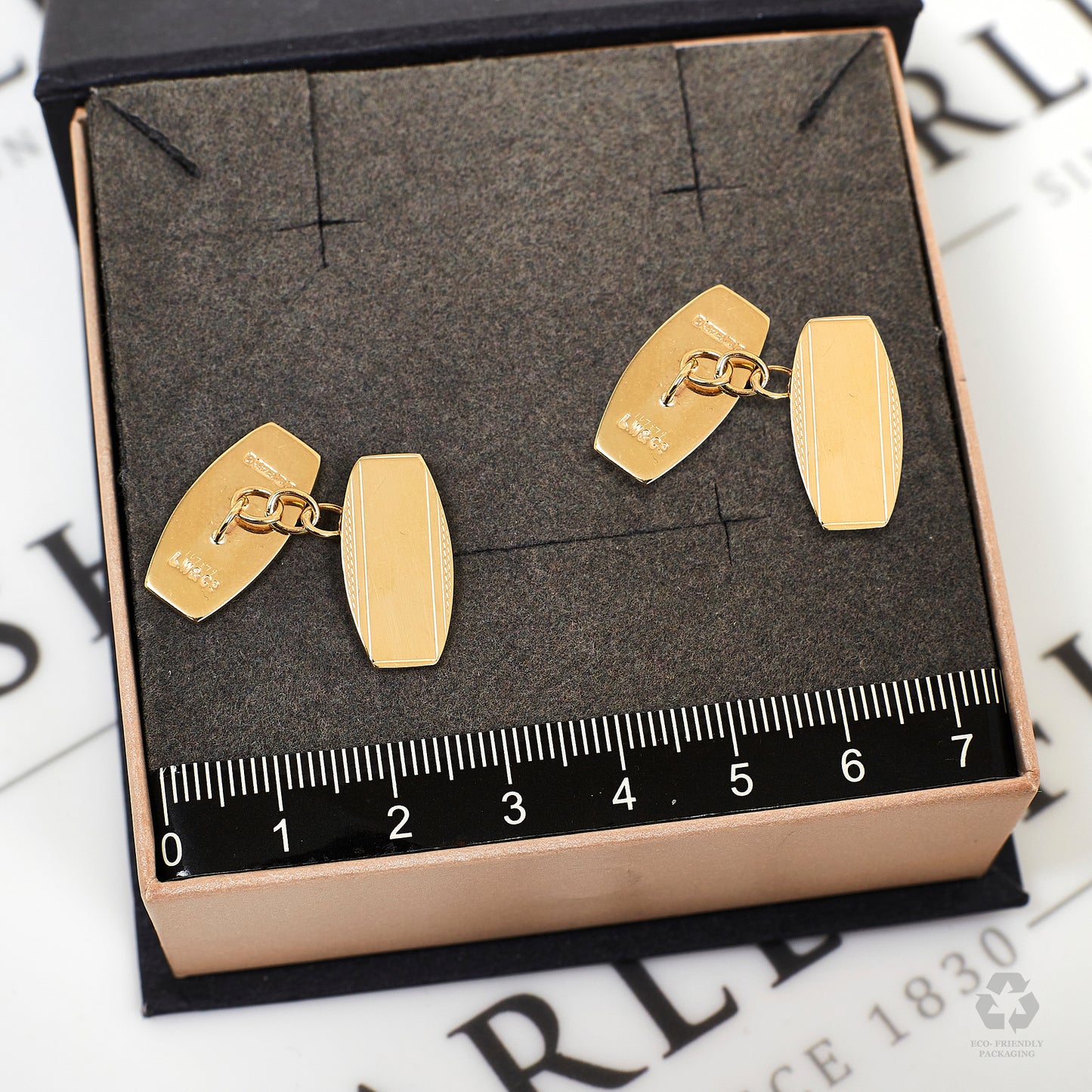 Pre-Owned 9ct Gold Classic Rectangle Chain Cufflinks