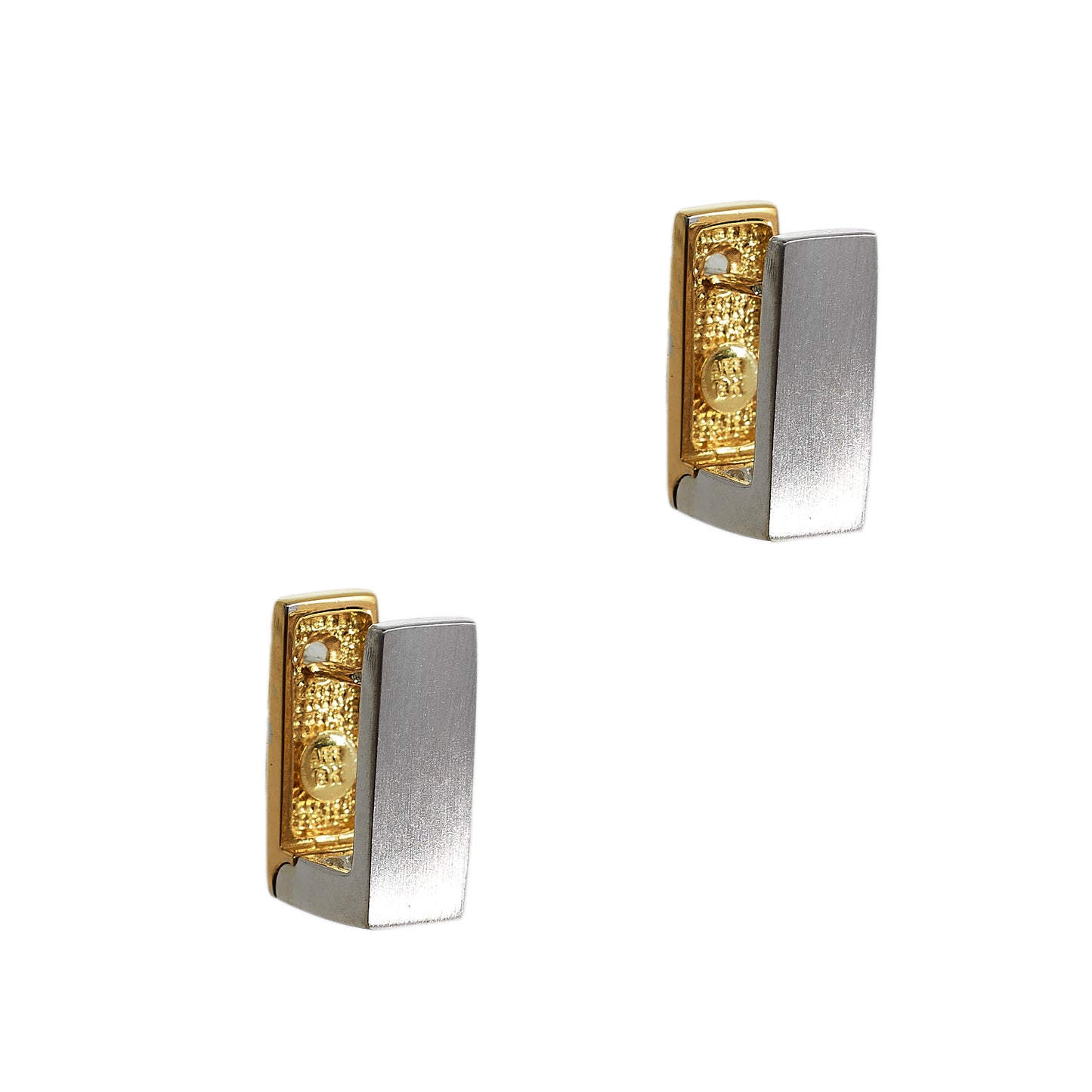 Pre-Owned 18ct Gold Two-Tone Square Hoop Earrings