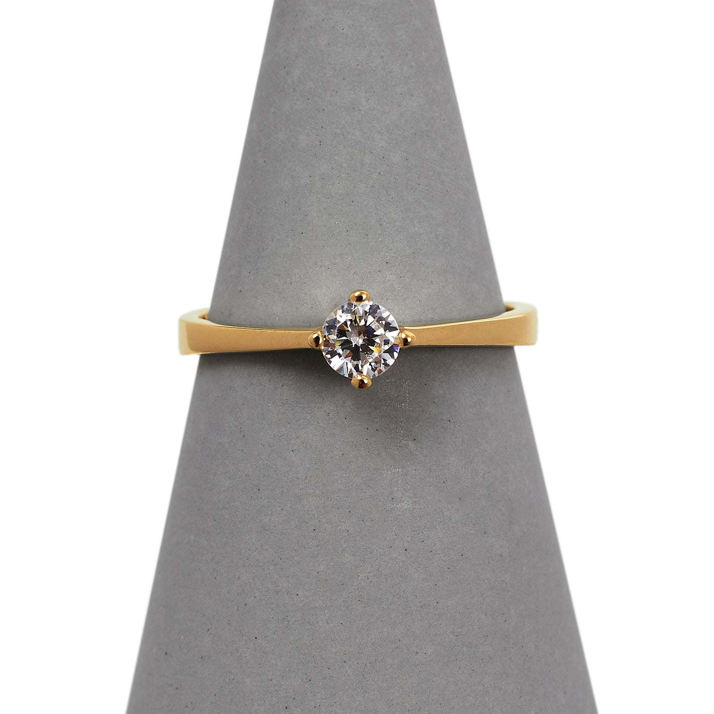 Pre-Owned 14ct Gold CZ Solitaire Ring - Size M