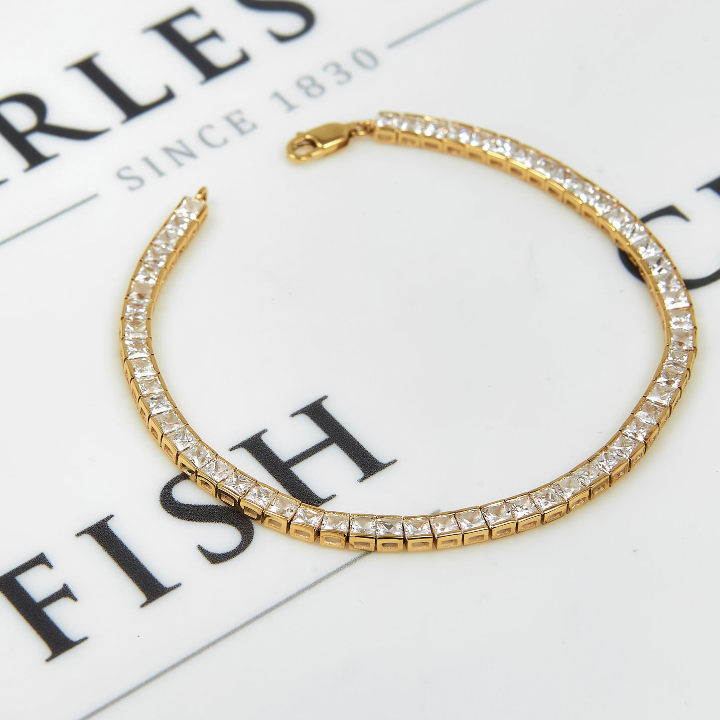 Pre-Owned 9ct Gold CZ Eternity Tennis Bracelet