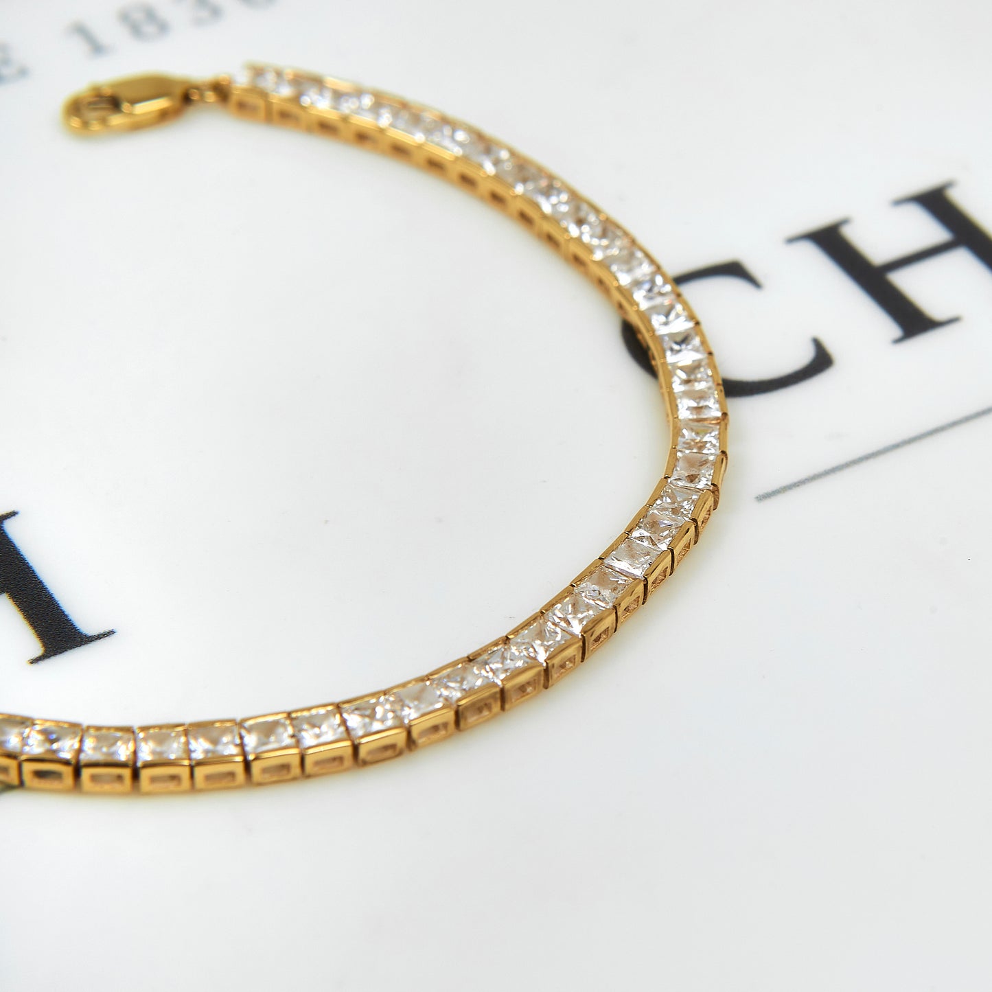 Pre-Owned 9ct Gold CZ Eternity Tennis Bracelet