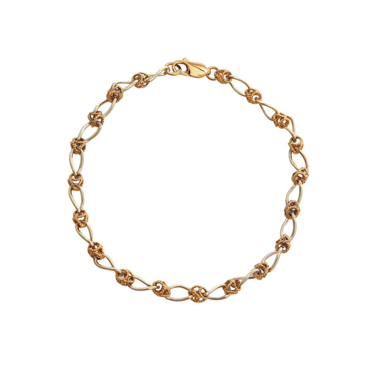 Pre-Owned 9ct Gold Two Tone Oval Link Bracelet