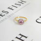 Pre-Owned 14ct Gold Pink Cubic Zirconia Cluster Ring