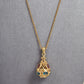 Pre-Owned 9ct Gold Amethyst & Topaz Orb Pendant Necklace 
