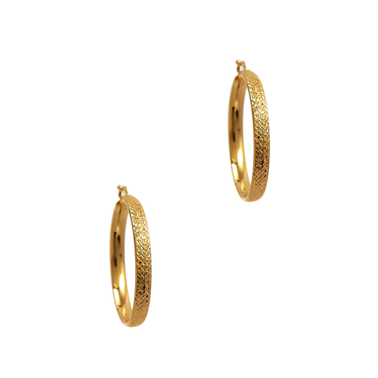 Pre-Owned 14ct Gold Diamond Cut Creole Hoop Earrings