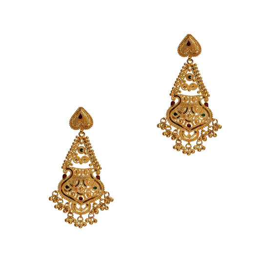 Pre-Owned 22ct Gold Enamel Detail Tassel Earrings 