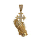  Pre-Owned 14ct Gold CZ Praying Hands Pendant