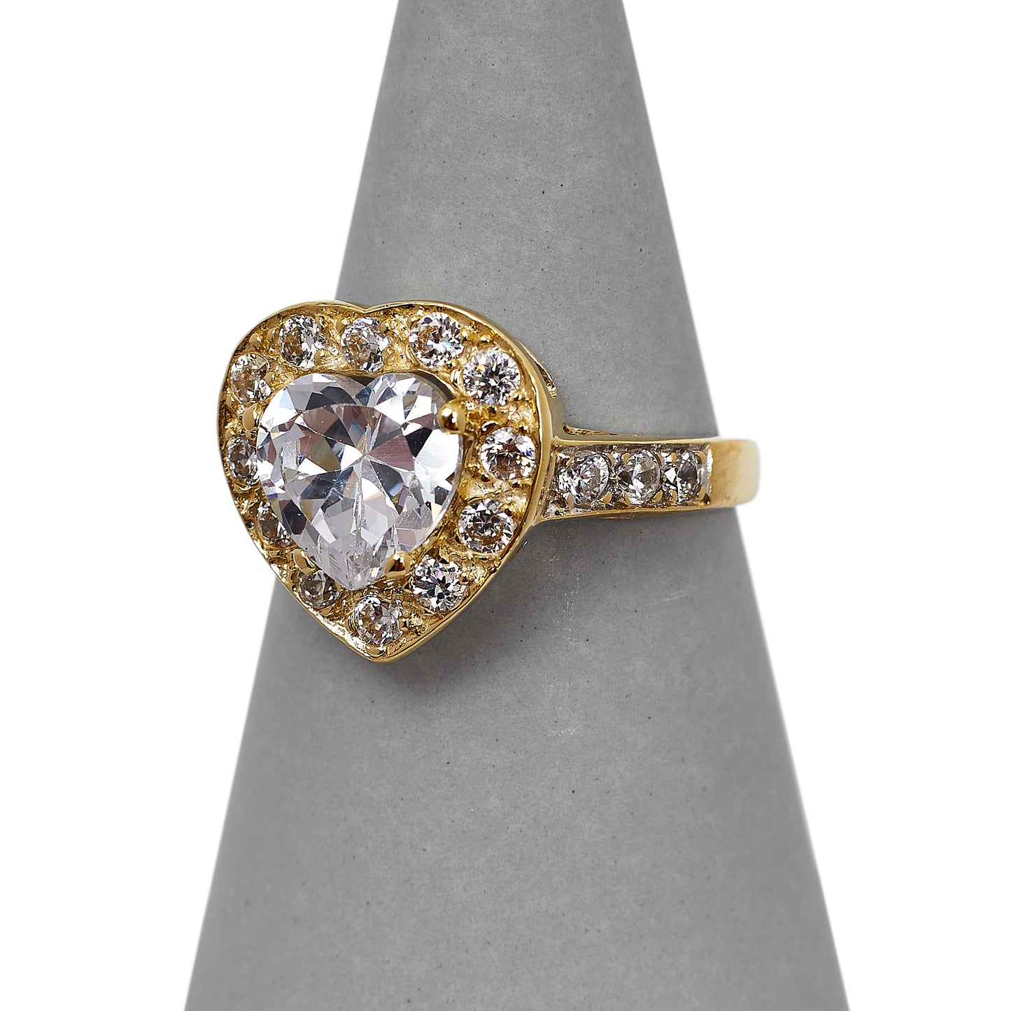 Pre-Owned 9ct Gold Cubic Zirconia Heart Halo