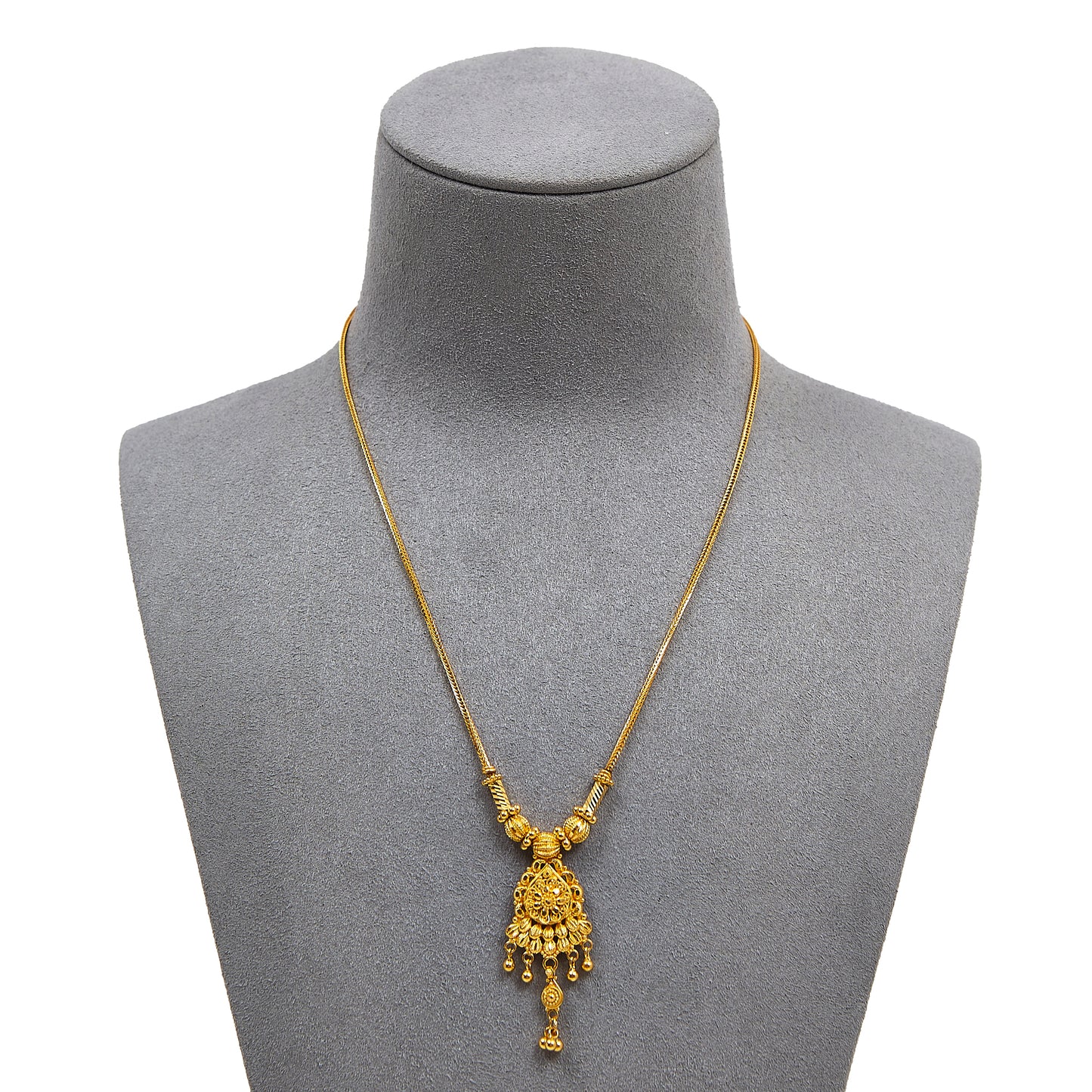 Pre-Owned 22ct Gold Flower Tassel Pendant Necklace 16inch