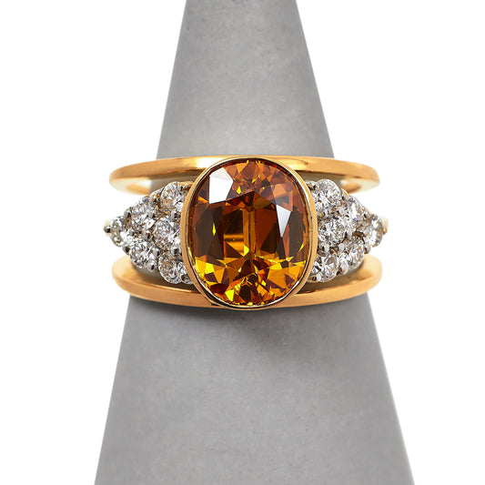 Pre-Owned 18ct Gold Yellow CZ & Diamond Dress Ring