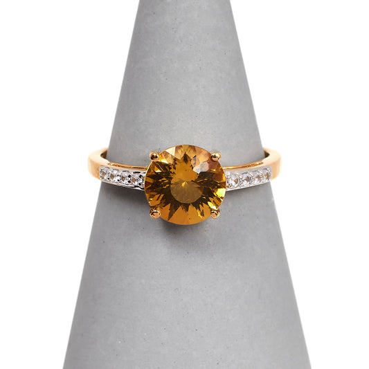 Pre-Owned 9ct Gold Citrine & CZ Dress Ring