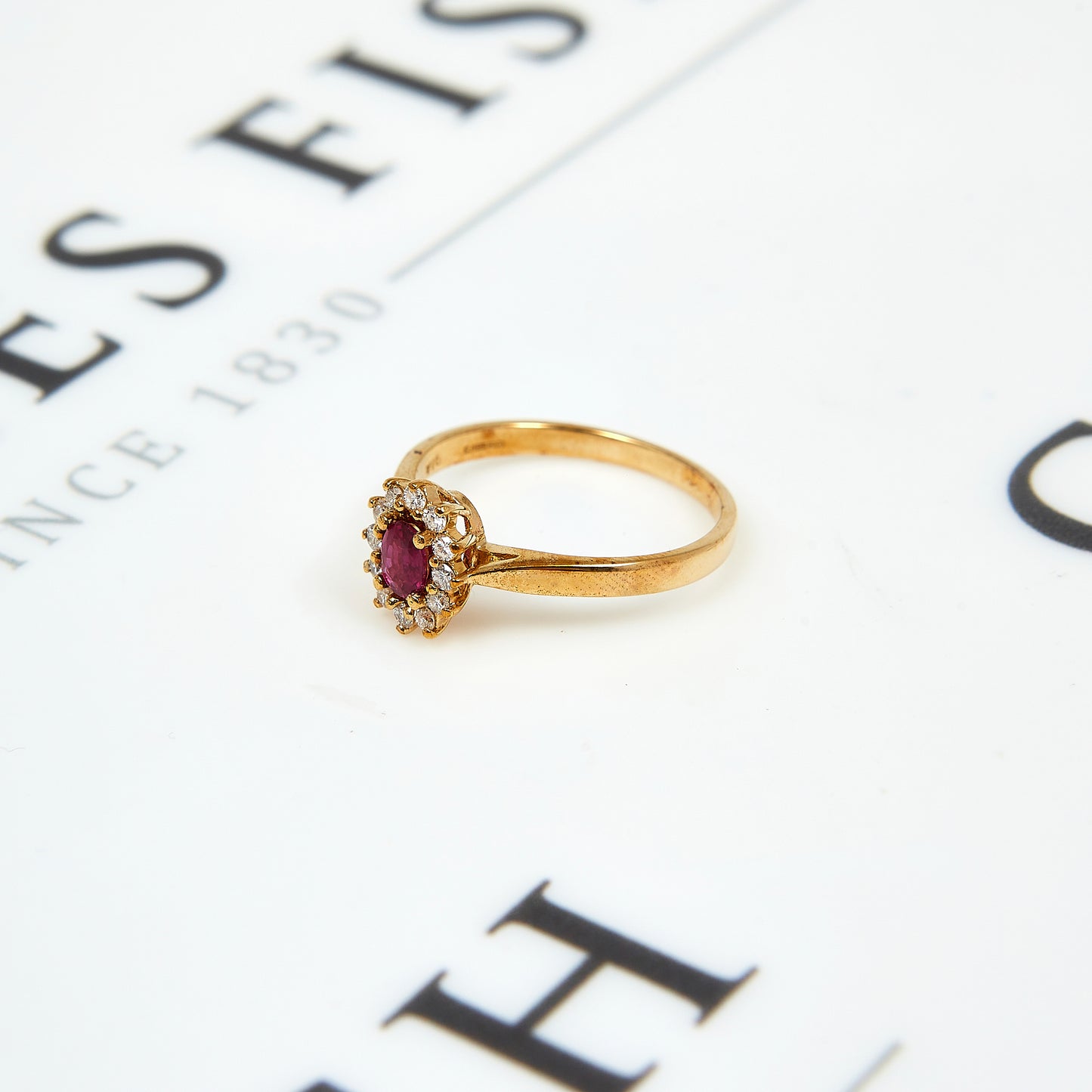 Pre-Owned 9ct Gold Ruby & Diamond Ring Size O