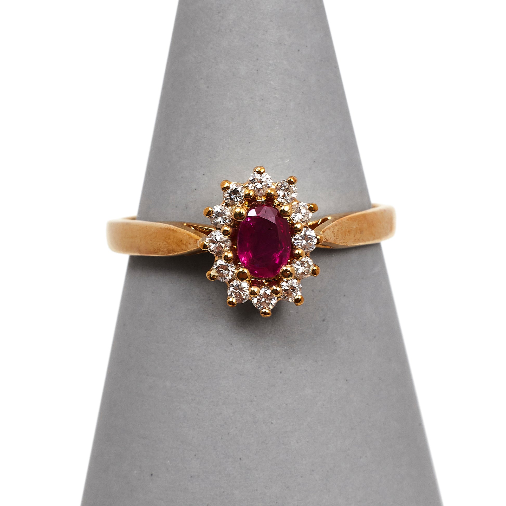 Pre-Owned 9ct Gold Ruby & Diamond Ring Size O