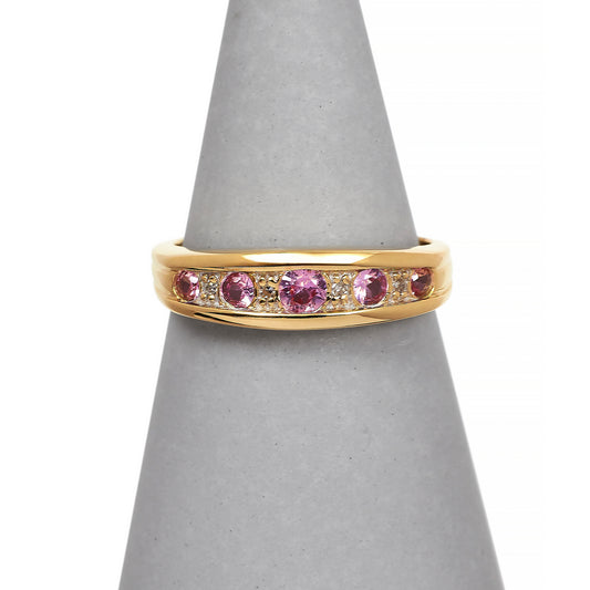 Pre-Owned Pink Sapphire & Diamond Dress Ring