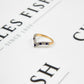 Pre-Owned 9ct Gold Sapphire & CZ Wishbone Ring