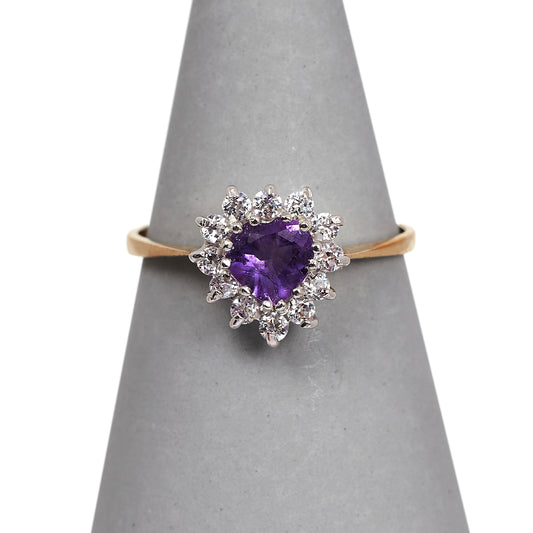 Pre-Owned 9ct Gold Amethyst & CZ Heart Ring