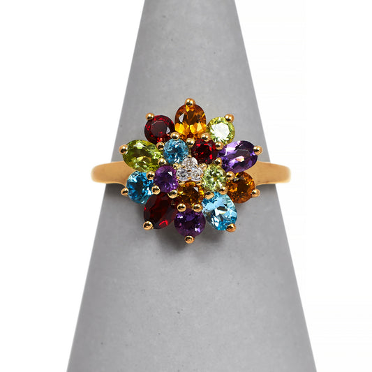 Pre-Owned 9ct Gold Multi-Gem Cocktail Ring 