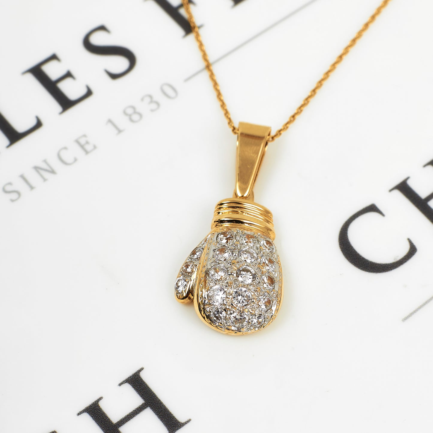 Pre-Owned 9ct Gold CZ Set Boxing Glove Pendant