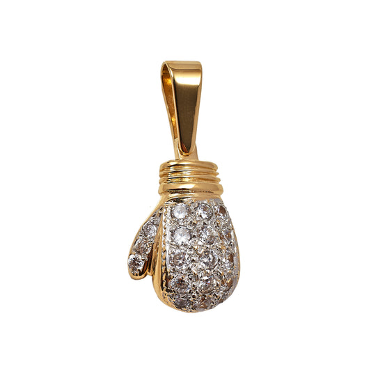 Pre-Owned 9ct Gold CZ Set Boxing Glove Pendant 