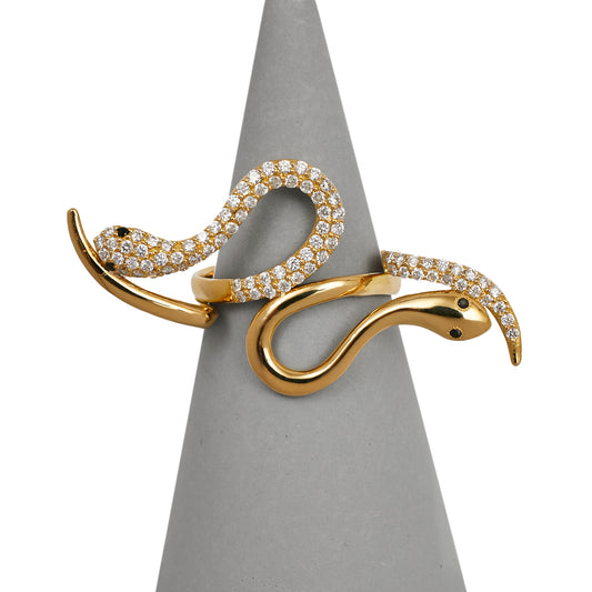 Pre-Owned 14ct Gold Statement Diamond Snake Ring