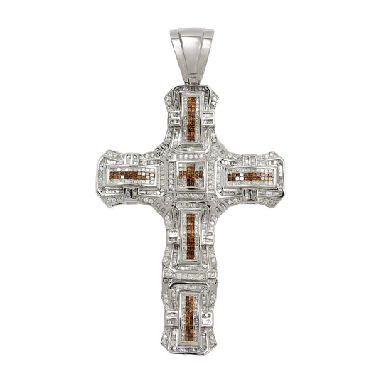 Pre-Owned 14ct White Gold & Diamond Oversized Cross Pendant