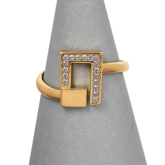 Pre-Owned 14ct Gold CZ Geometric Ring