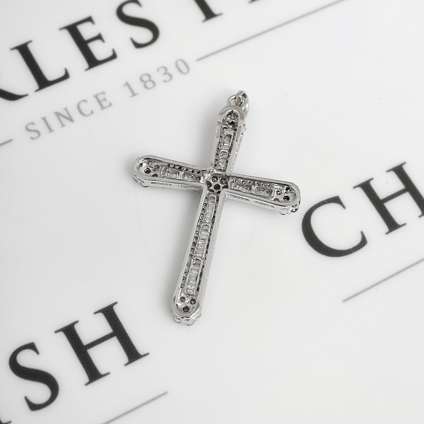 Pre-Owned 9ct White Gold & Diamond Large Cross Pendant