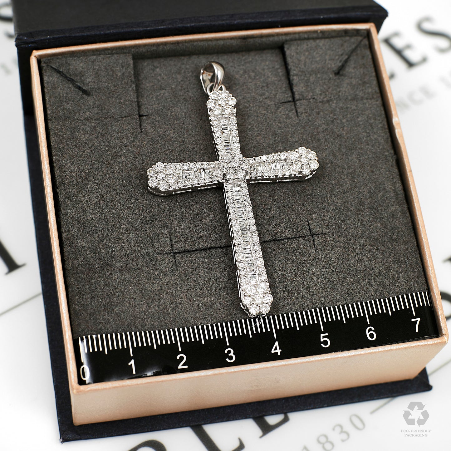 Pre-Owned 9ct White Gold & Diamond Large Cross Pendant