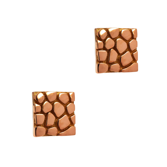 Pre-Owned 18ct Gold Giraffe Print Large Square Stud Earrings