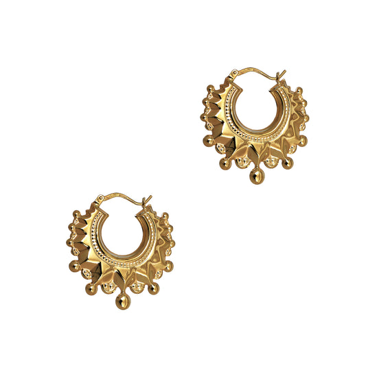 Pre-Owned 9ct Gold Patterned Creole Earrings