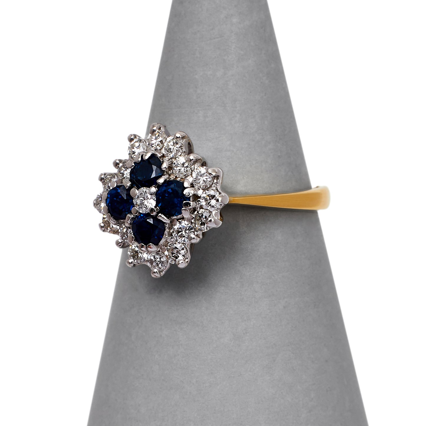 Pre-Owned 18ct Gold Vintage Sapphire & Diamond Cluster Ring