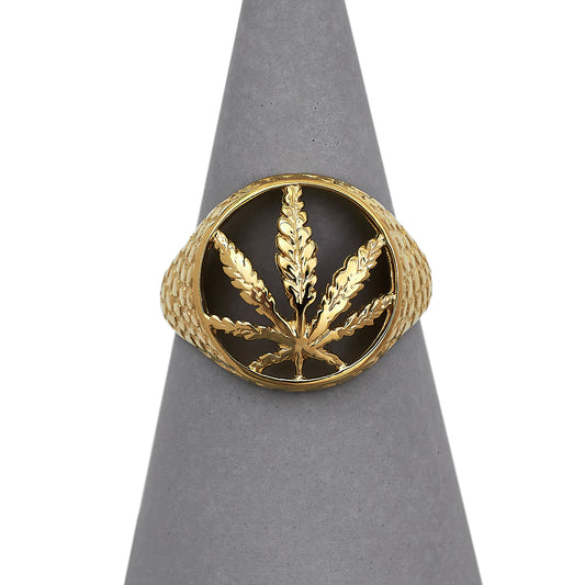 Pre-Owned 9ct Gold Marijuana Leaf Ring